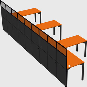 Shared l-shaped cubicle