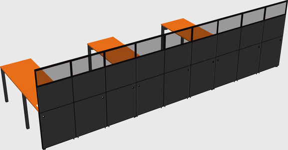 Shared l-shaped cubicle