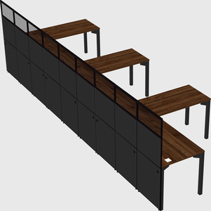 Shared l-shaped cubicle