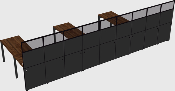 Shared l-shaped cubicle