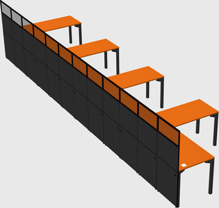 Shared l-shaped cubicle