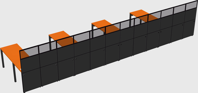 Shared l-shaped cubicle