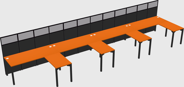 Shared l-shaped cubicle