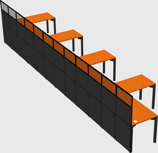 Shared l-shaped cubicle
