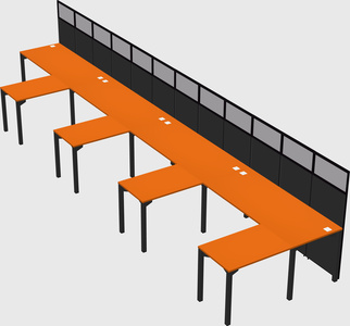 Shared l-shaped cubicle