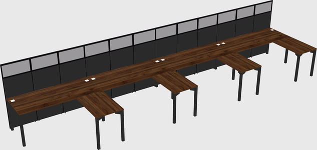 Shared l-shaped cubicle