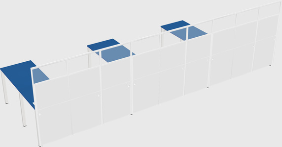 Shared l-shaped cubicle