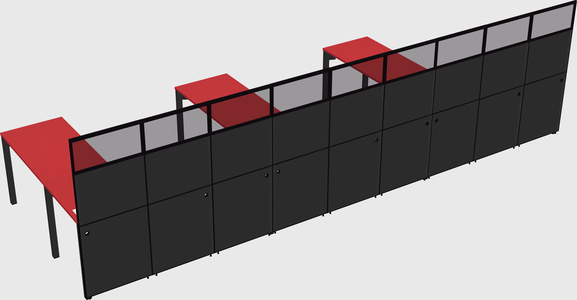 Shared l-shaped cubicle