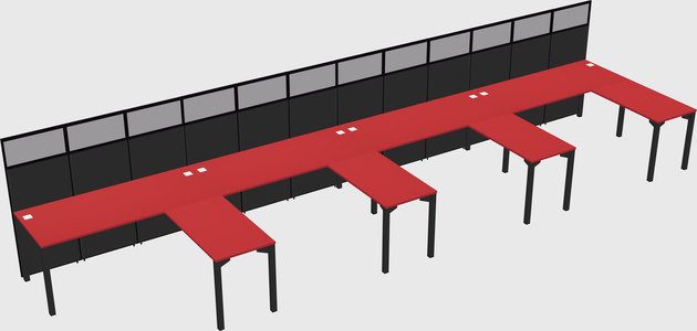 Shared l-shaped cubicle