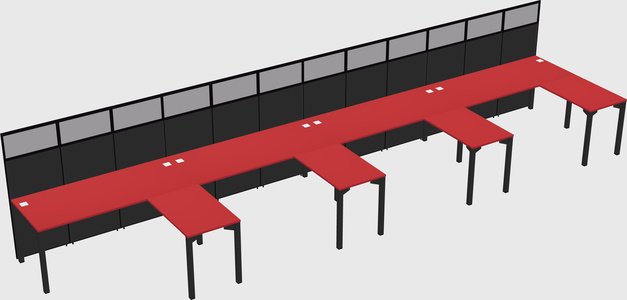 Shared l-shaped cubicle