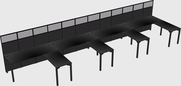 Shared l-shaped cubicle