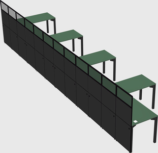 Shared l-shaped cubicle