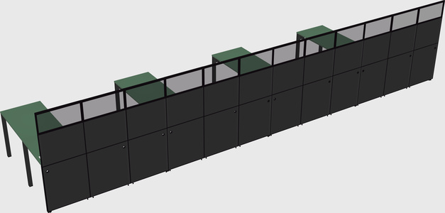 Shared l-shaped cubicle