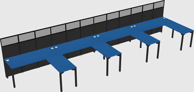 Shared l-shaped cubicle