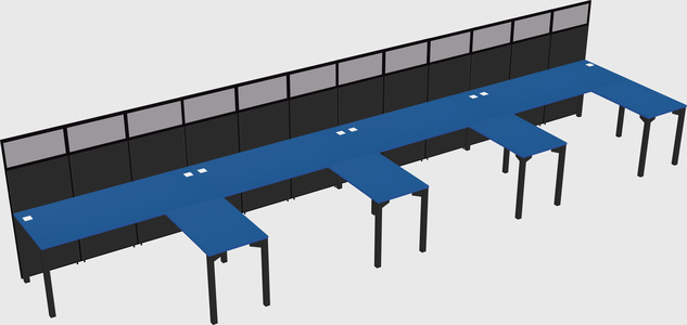 Shared l-shaped cubicle