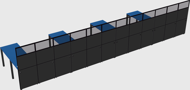 Shared l-shaped cubicle