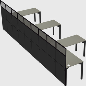 Shared l-shaped cubicle