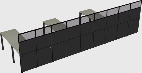 Shared l-shaped cubicle