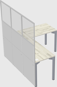 Shared l-shaped cubicle