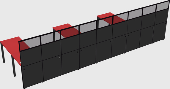 Shared l-shaped cubicle