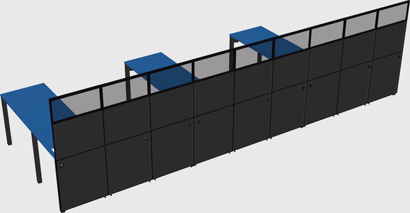 Shared l-shaped cubicle