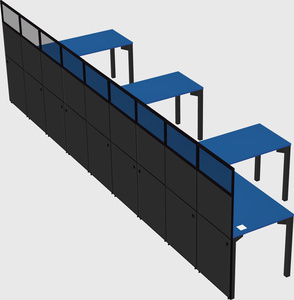 Shared l-shaped cubicle