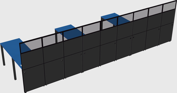 Shared l-shaped cubicle