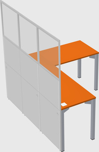 Shared l-shaped cubicle