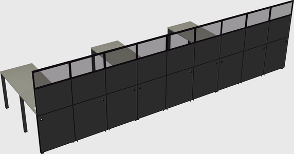 Shared l-shaped cubicle