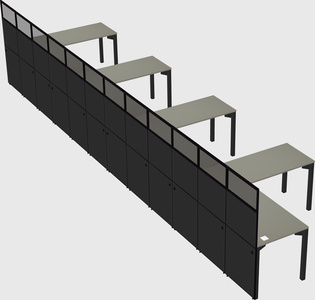 Shared l-shaped cubicle
