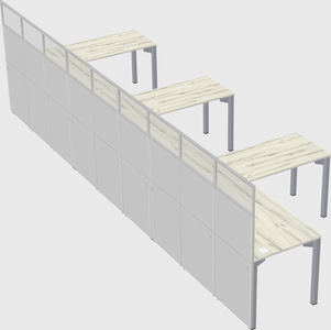 Shared l-shaped cubicle