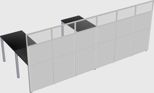 Shared l-shaped cubicle