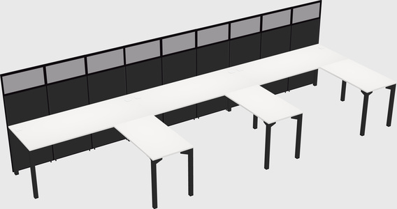 Shared l-shaped cubicle