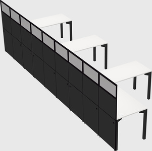 Shared l-shaped cubicle