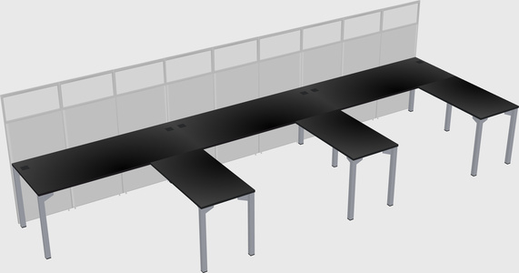Shared l-shaped cubicle