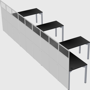 Shared l-shaped cubicle