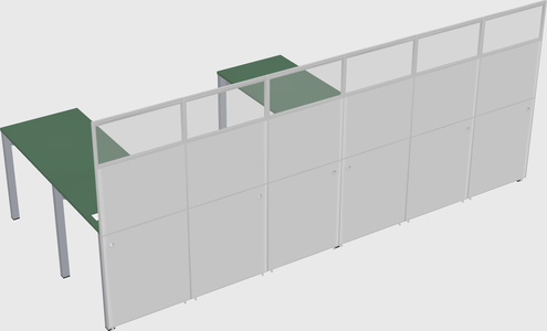 Shared l-shaped cubicle