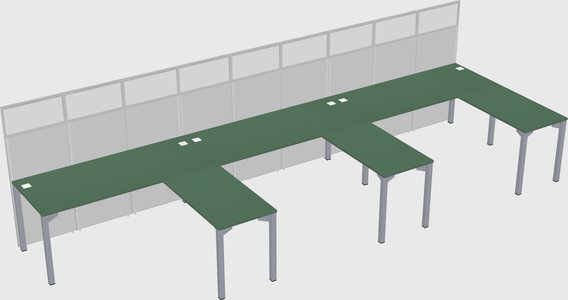Shared l-shaped cubicle