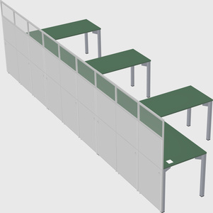 Shared l-shaped cubicle