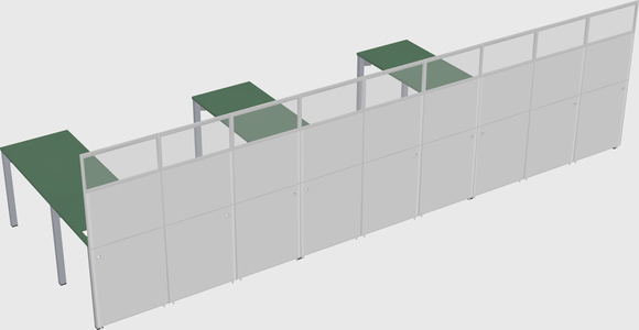 Shared l-shaped cubicle