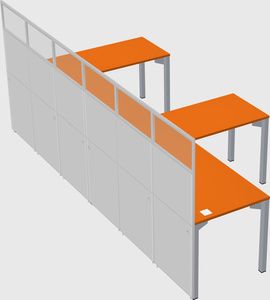Shared l-shaped cubicle