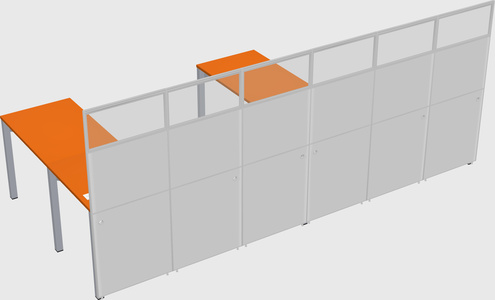 Shared l-shaped cubicle