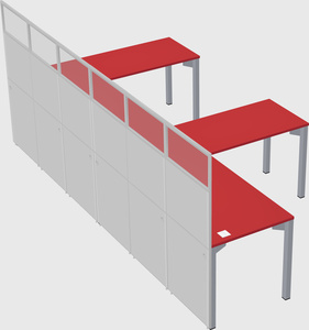 Shared l-shaped cubicle