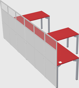 Shared l-shaped cubicle
