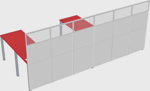 Shared l-shaped cubicle
