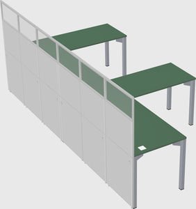 Shared l-shaped cubicle