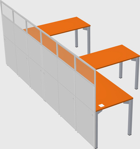 Shared l-shaped cubicle