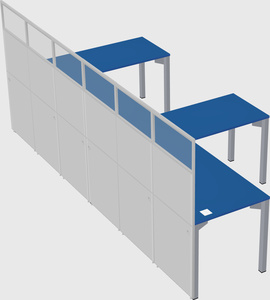 Shared l-shaped cubicle