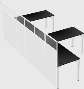 Shared l-shaped cubicle