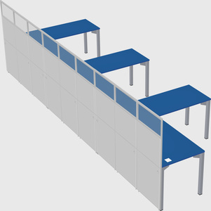 Shared l-shaped cubicle